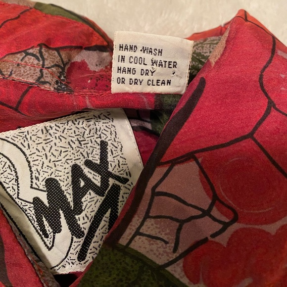 Vintage 100% silk abstract button up shirt M - Picture 9 of 9